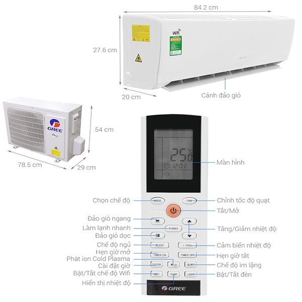 Thông số kỹ thuật máy điều hòa Gree GWC12BC-K6DNA1B