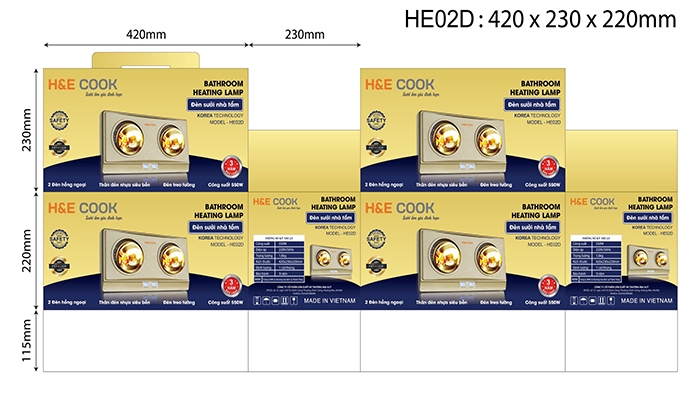 Thông số kỹ thuật Đèn sưởi HE02Ð 