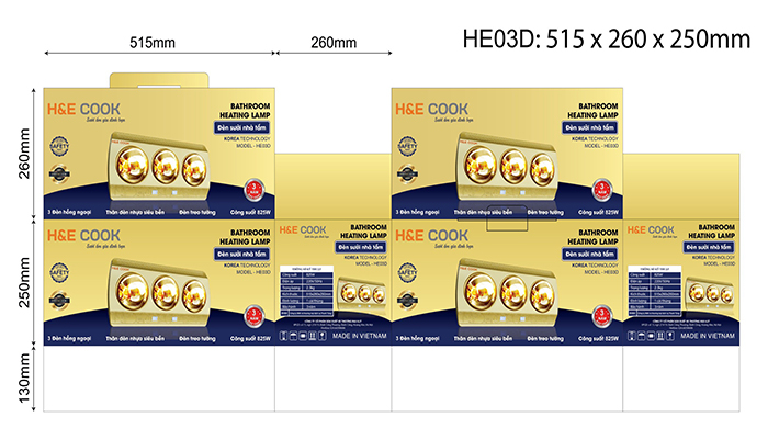 Thông số kỹ thuật Đèn sưởi HE03Ð 