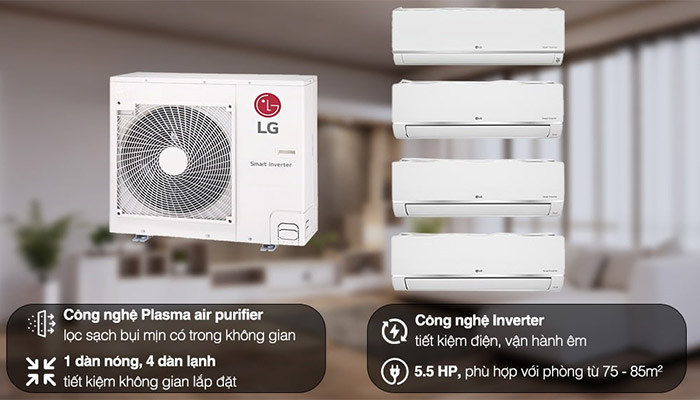 Điều hòa multi 1 nóng 4 lạnh LG